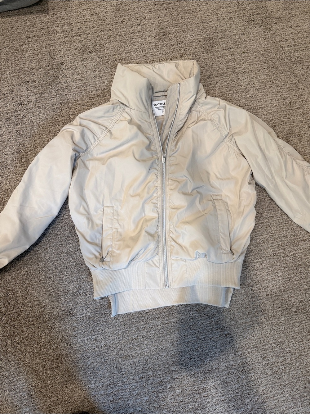 Athleta Light Beige Bomber Jacket